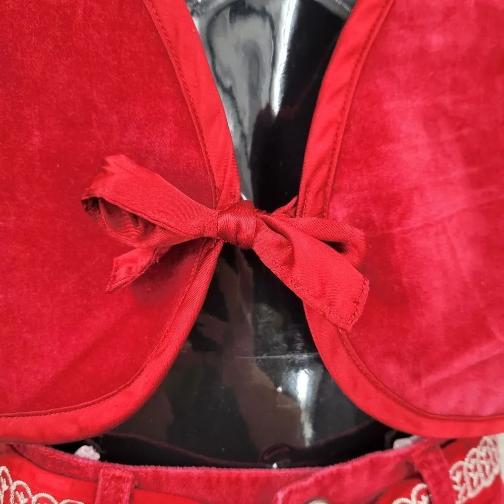 Y2K Old Navy 2 Piece Red Velvet Set with Tie Front Bolero Top Flared Pants